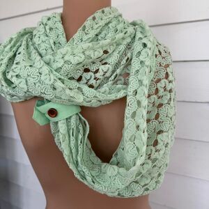 Mint Green Seafoam Crochet Scarf Simply Noelle Wrap Spring Easter